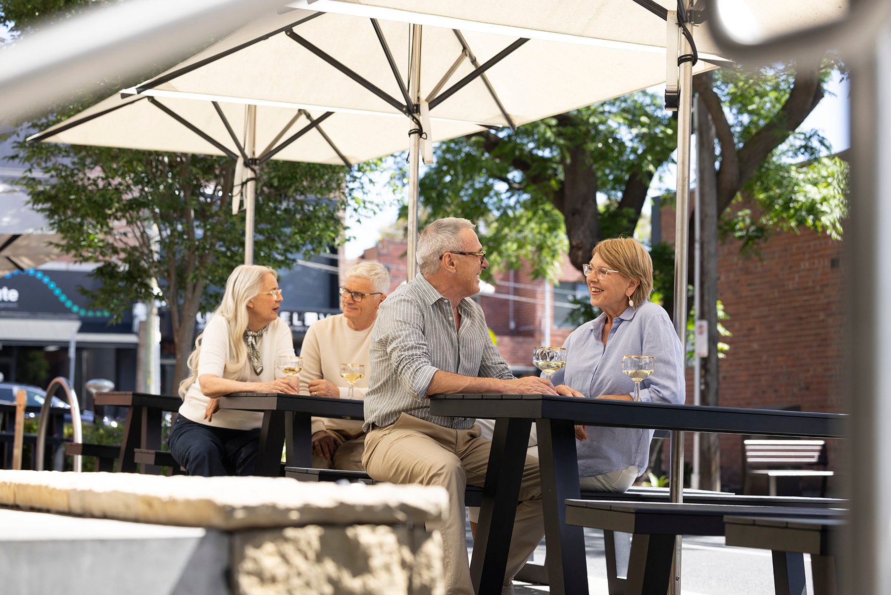 St. Francis residents socialising at a wine bar in East Ivanhoe