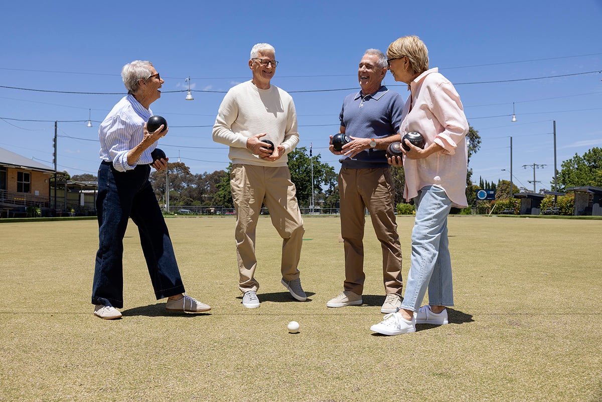 St. Francis residents socialising while playing lawn bowls